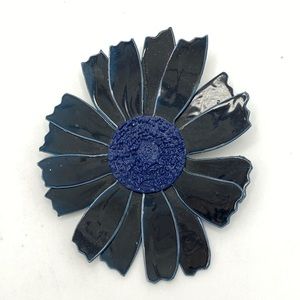 Navy Blue Vintage Floral Brooch Pin Hatpin
